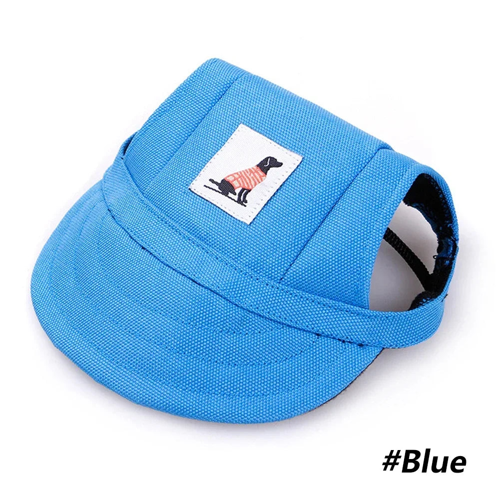 Adjustable Baseball Cap for Dogs & Cats - Ear Holes, Chin Strap, Structured Brim, 8 Patterns, S & M, $10.99