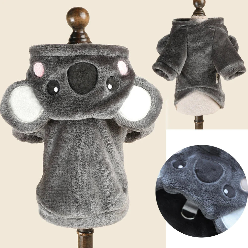 Halloween Dog Costume Fleece Hoodie Onesie - Small Dogs, 7 Character Designs, XS–M, Koala Fox Giraffe Bee Mouse Raccoon, $25.99