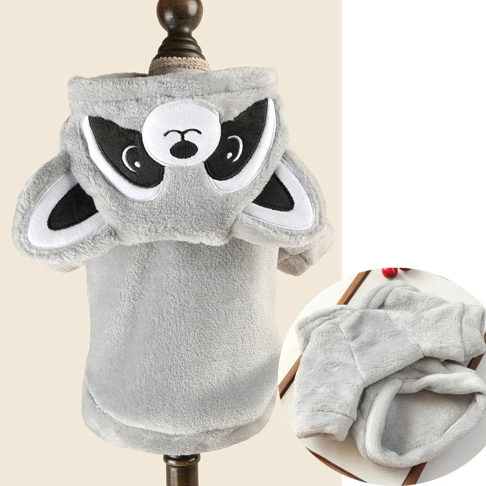 Halloween Dog Costume Fleece Hoodie Onesie - Small Dogs, 7 Character Designs, XS–M, Koala Fox Giraffe Bee Mouse Raccoon, $25.99
