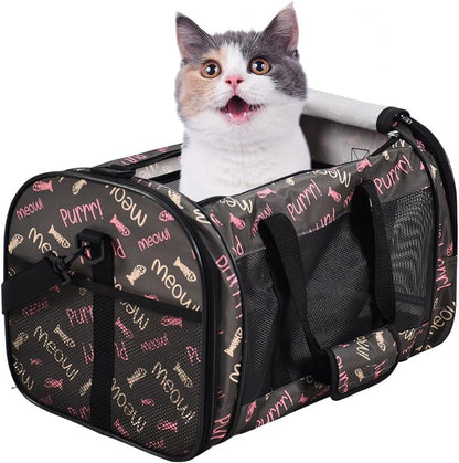 Soft-Sided Pet Carrier for Cats & Small Dogs — Breathable, Collapsible, Up to 22 lbs