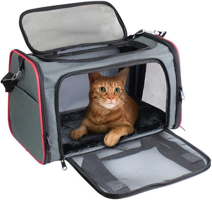 Soft-Sided Pet Carrier for Cats & Small Dogs — Breathable, Collapsible, Up to 22 lbs