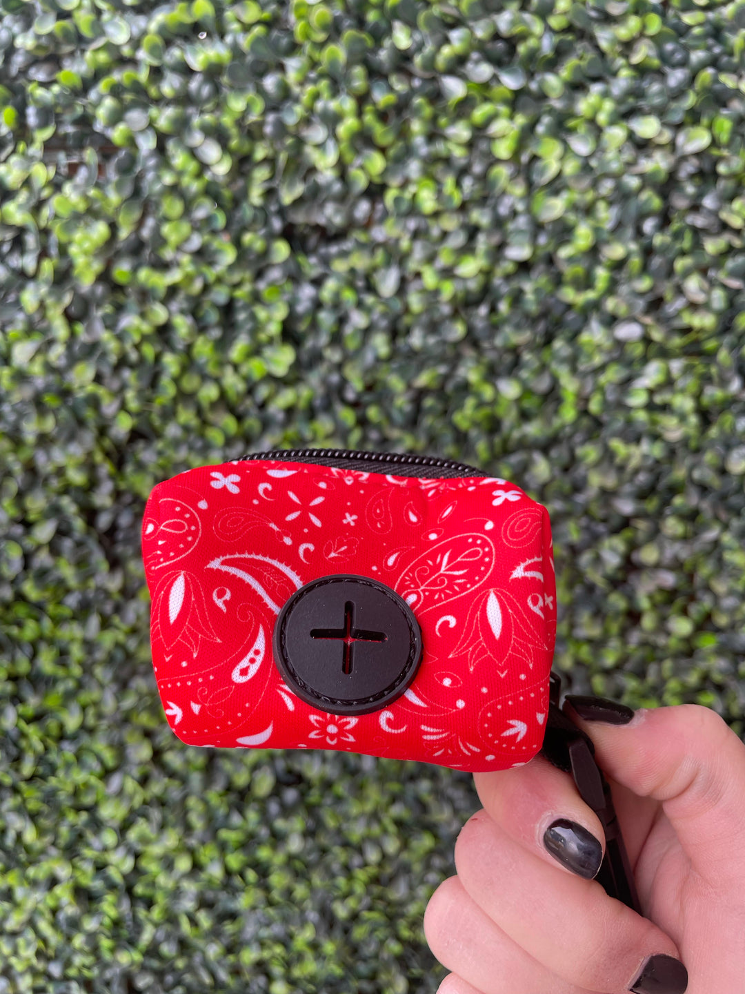 Red Paisley Poop Bag Holder