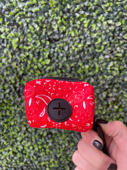 Red Paisley Poop Bag Holder