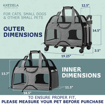 Pet Carrier with Wheels and Handle