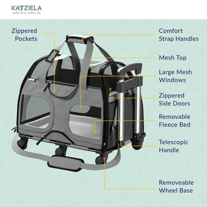 Pet Carrier with Wheels and Handle