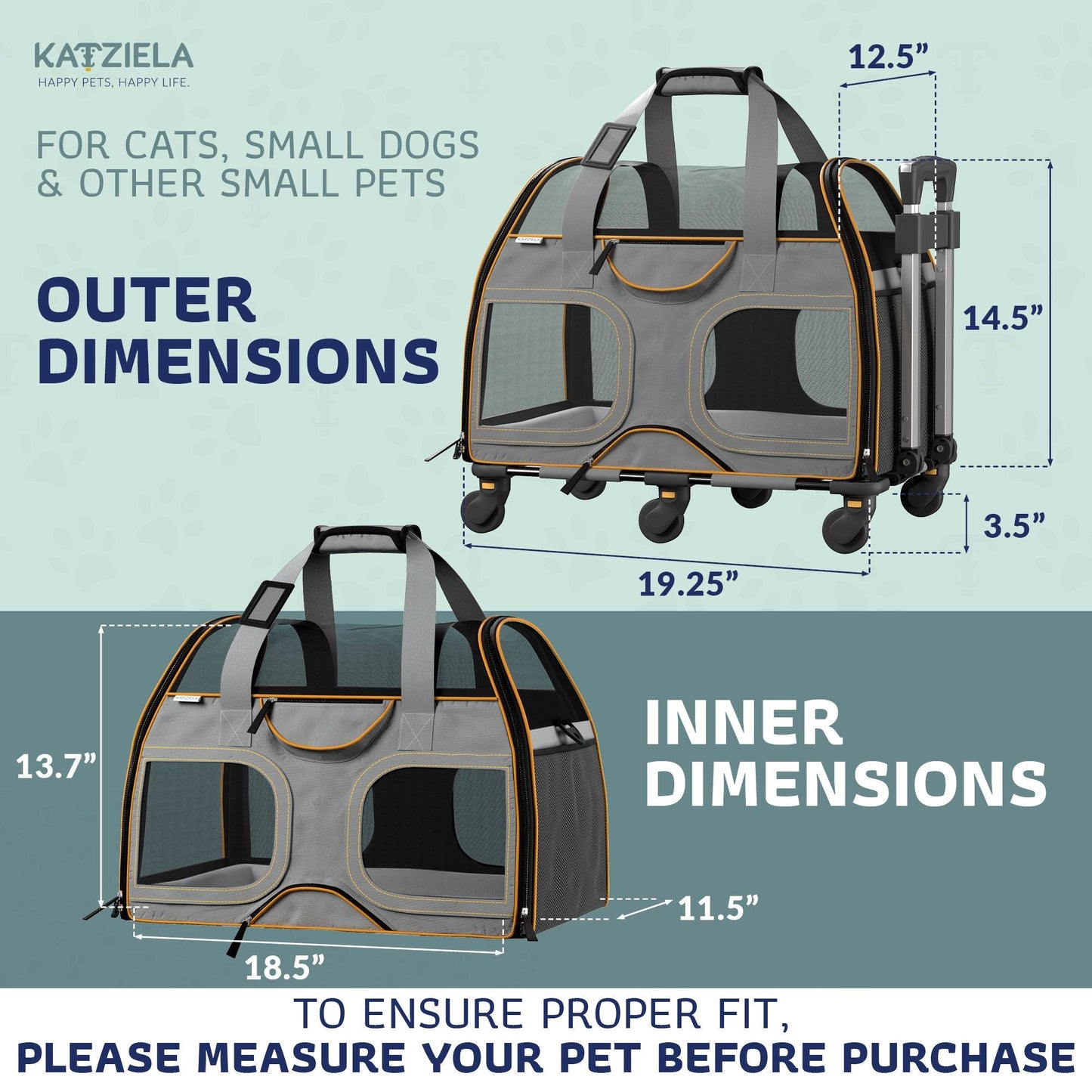 Pet Carrier with Wheels and Handle