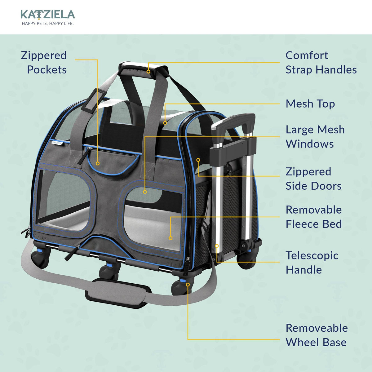 Pet Carrier with Wheels and Handle