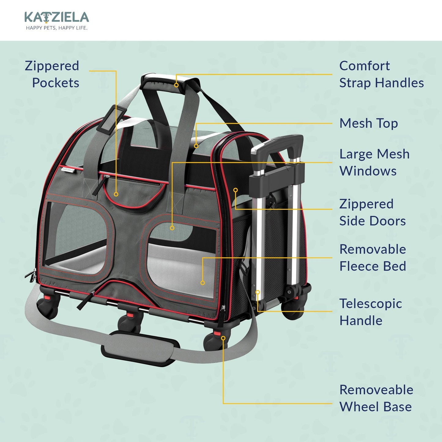 Pet Carrier with Wheels and Handle